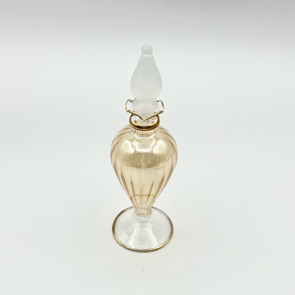 Egyptian Blown Art Glass Perfume Bottle and Dauber 7” Honey Amber